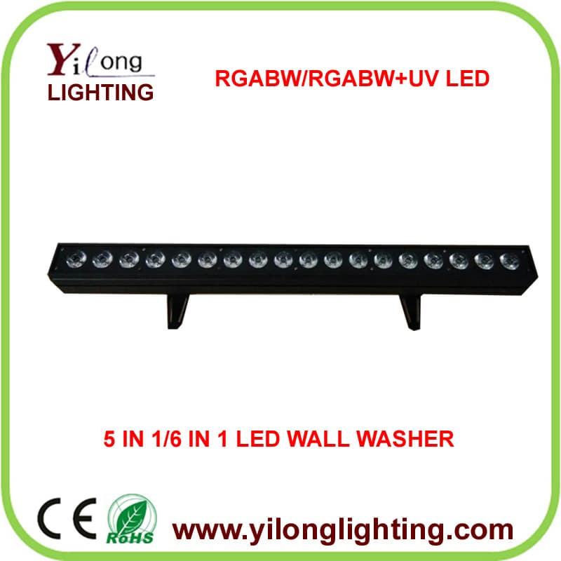 high power 18PCS RGABWUV 6in1 led color wash led wall washer